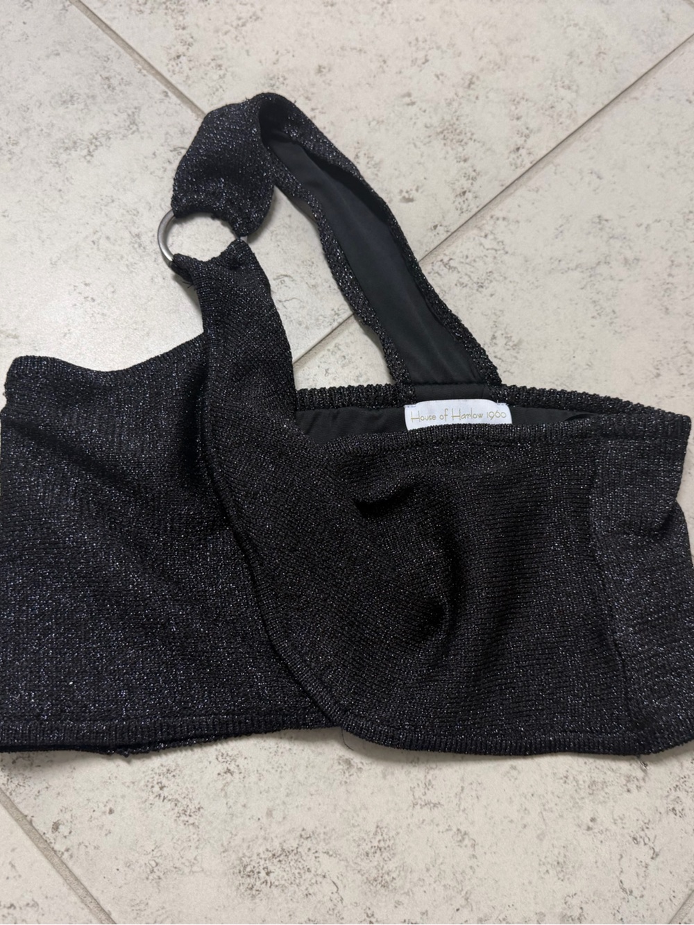 House of Harlow 1960 Shimmery Black Halter Crop Top size s Summer Casual party
